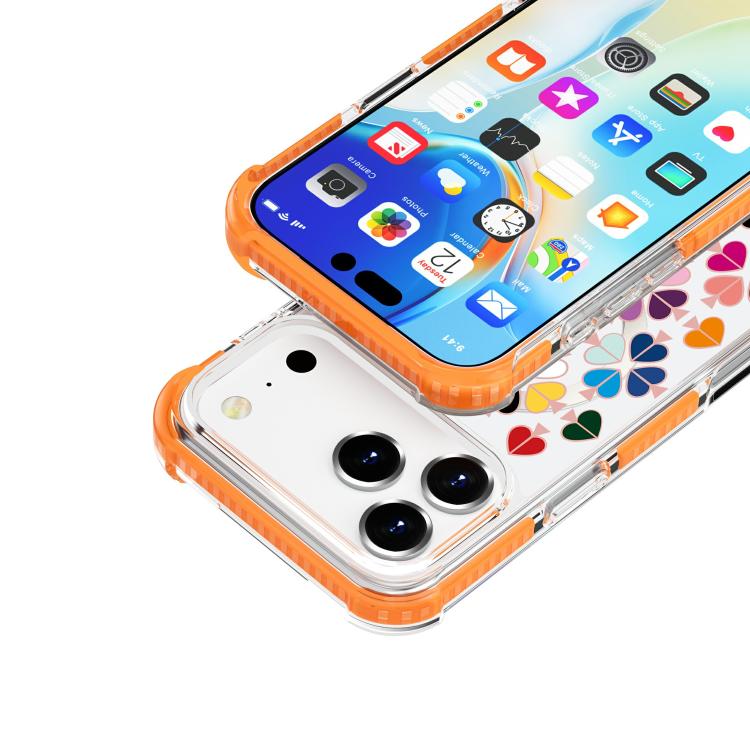 For iPhone 17 Pro Max Acrylic Four-Corner Shockproof Heart Pattern Magnetic Phone Case
