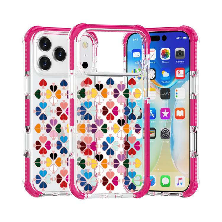 For iPhone 17 Pro Max Acrylic Four-Corner Shockproof Heart Pattern Magnetic Phone Case