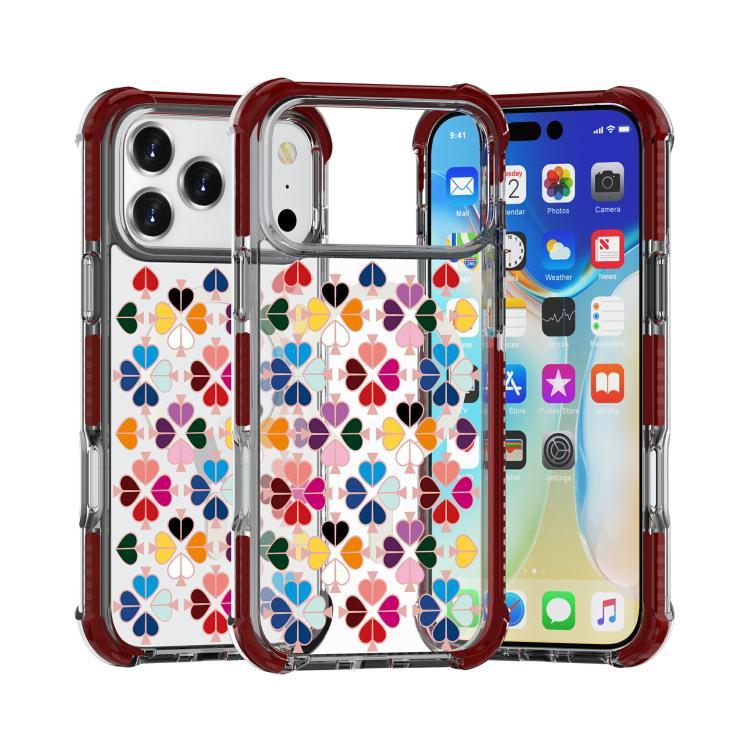 For iPhone 17 Pro Max Acrylic Four-Corner Shockproof Heart Pattern Magnetic Phone Case