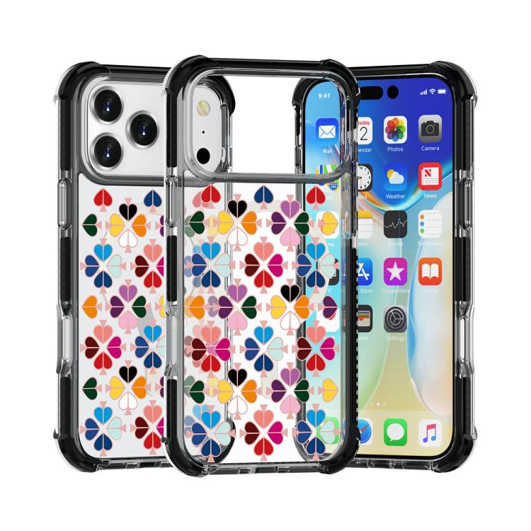 For iPhone 17 Pro Acrylic Four-Corner Shockproof Heart Pattern Magnetic Phone Case