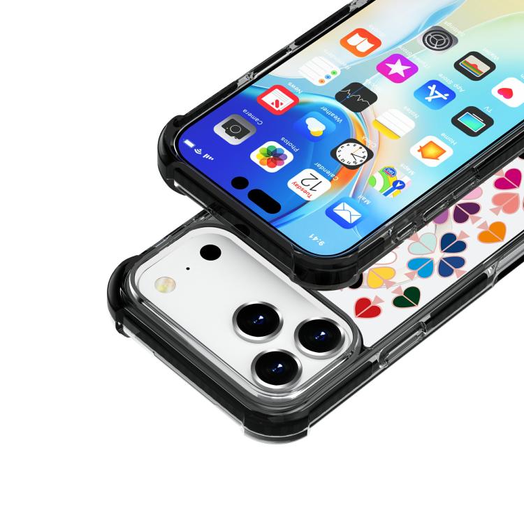 For iPhone 17 Pro Acrylic Four-Corner Shockproof Heart Pattern Magnetic Phone Case