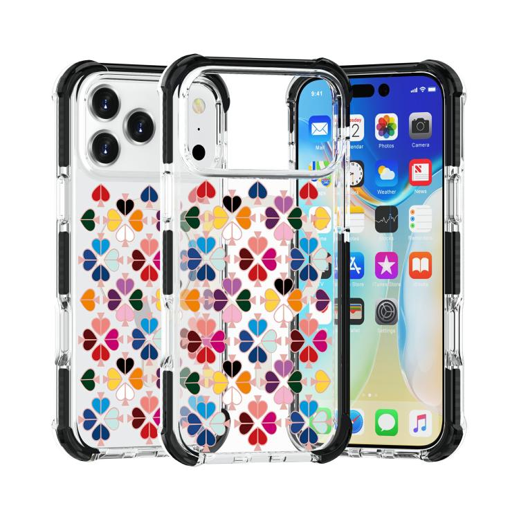 For iPhone 17 Pro Acrylic Four-Corner Shockproof Heart Pattern Magnetic Phone Case