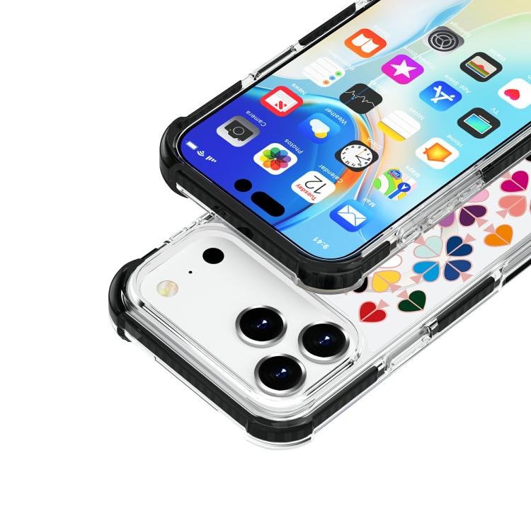 For iPhone 17 Pro Acrylic Four-Corner Shockproof Heart Pattern Magnetic Phone Case