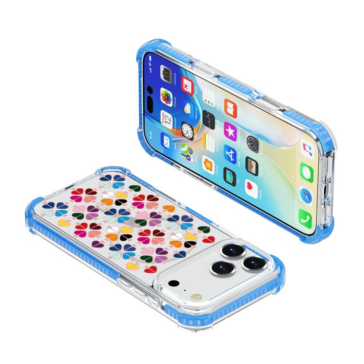 For iPhone 17 Pro Acrylic Four-Corner Shockproof Heart Pattern Magnetic Phone Case