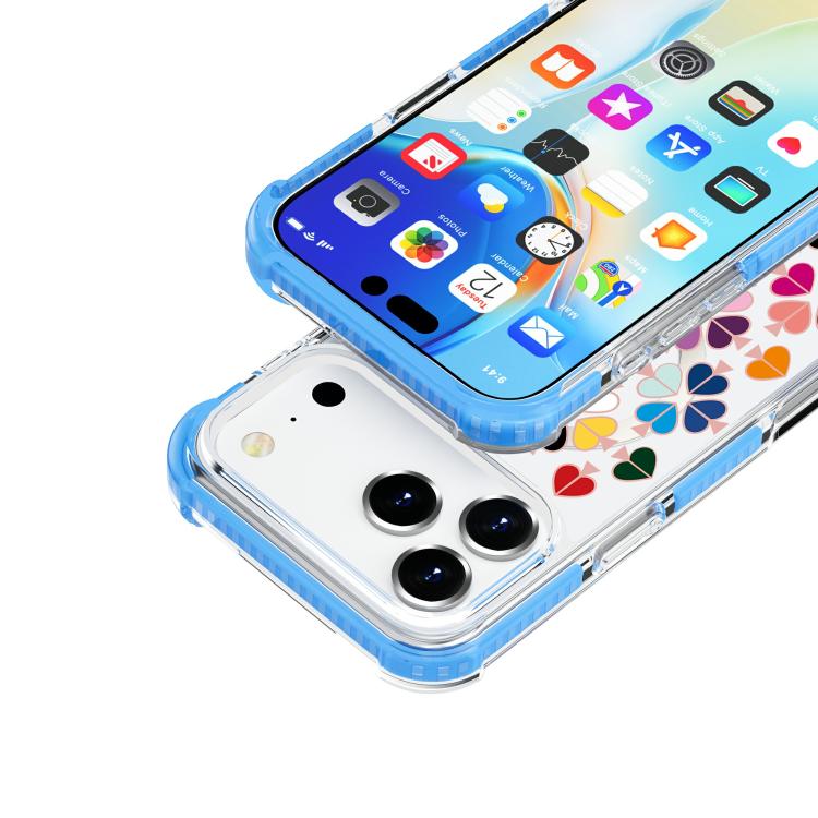 For iPhone 17 Pro Acrylic Four-Corner Shockproof Heart Pattern Magnetic Phone Case