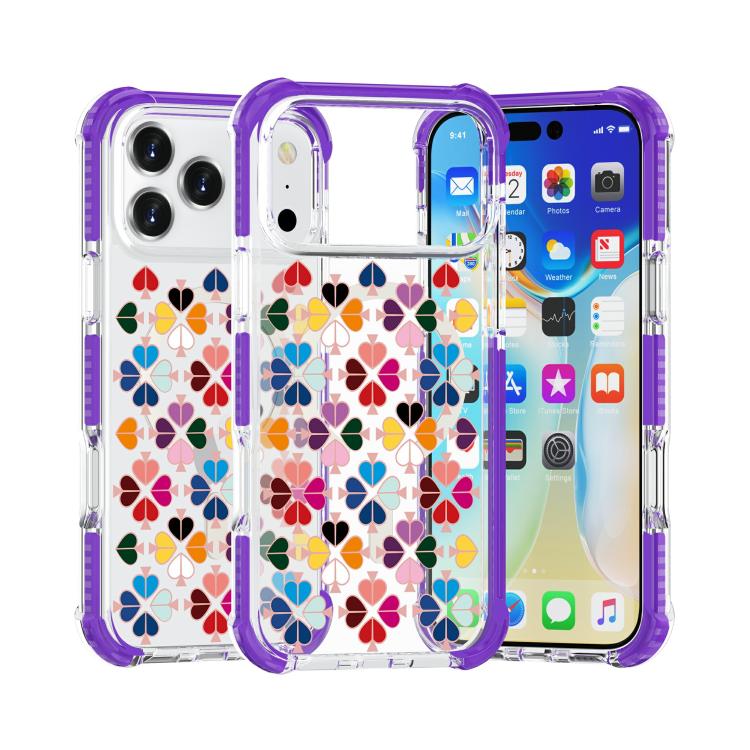 For iPhone 17 Pro Acrylic Four-Corner Shockproof Heart Pattern Magnetic Phone Case