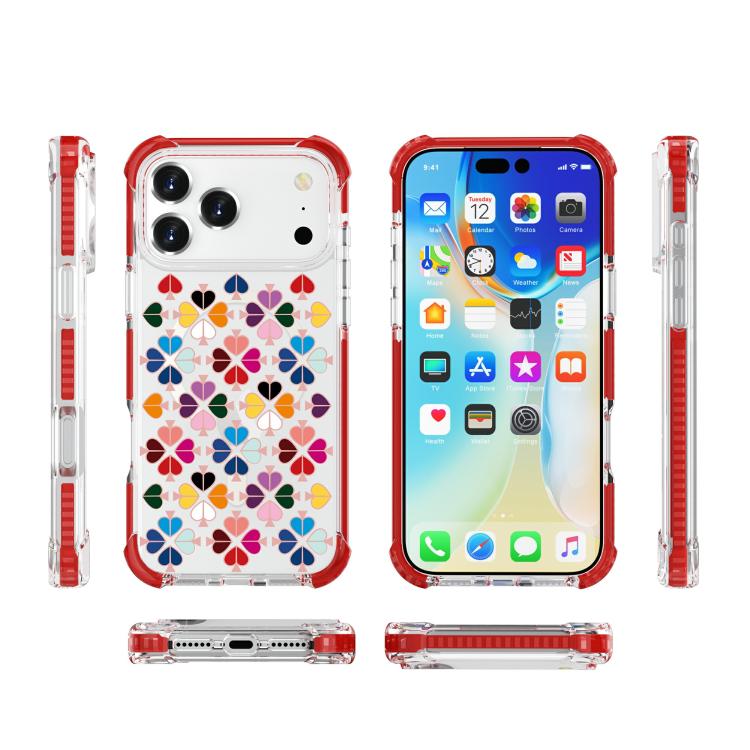 For iPhone 17 Pro Acrylic Four-Corner Shockproof Heart Pattern Magnetic Phone Case