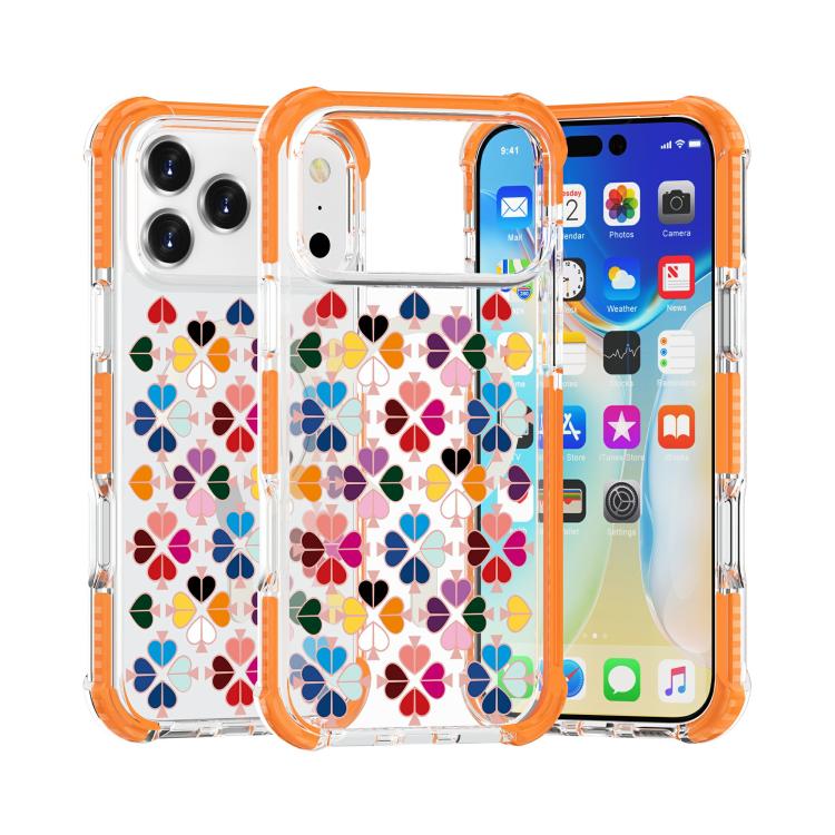 For iPhone 17 Pro Acrylic Four-Corner Shockproof Heart Pattern Magnetic Phone Case