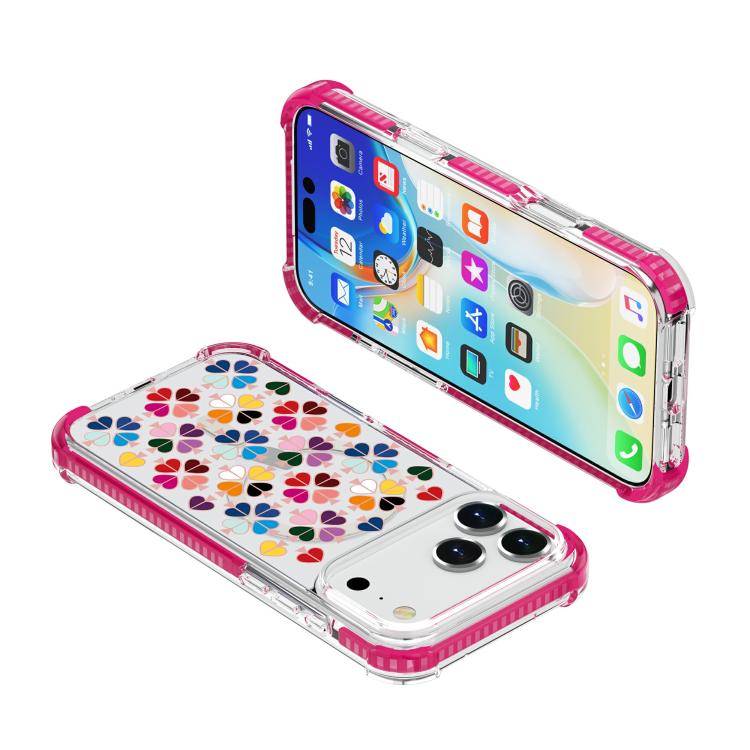 For iPhone 17 Pro Acrylic Four-Corner Shockproof Heart Pattern Magnetic Phone Case