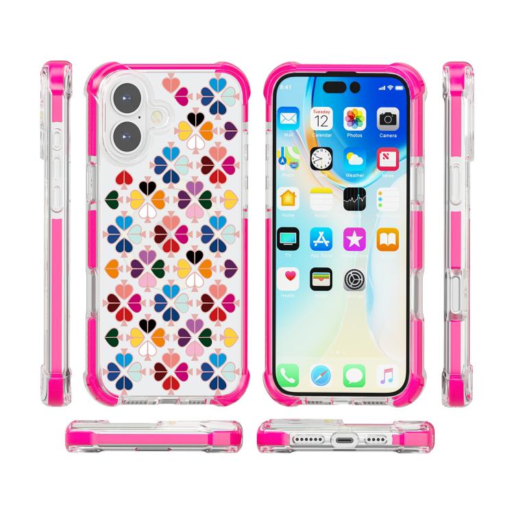 For iPhone 17 Acrylic Four-Corner Shockproof Heart Pattern Magnetic Phone Case