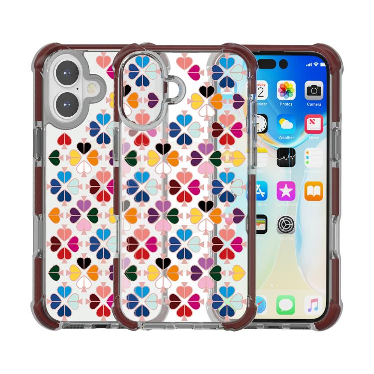 For iPhone 17 Acrylic Four-Corner Shockproof Heart Pattern Magnetic Phone Case