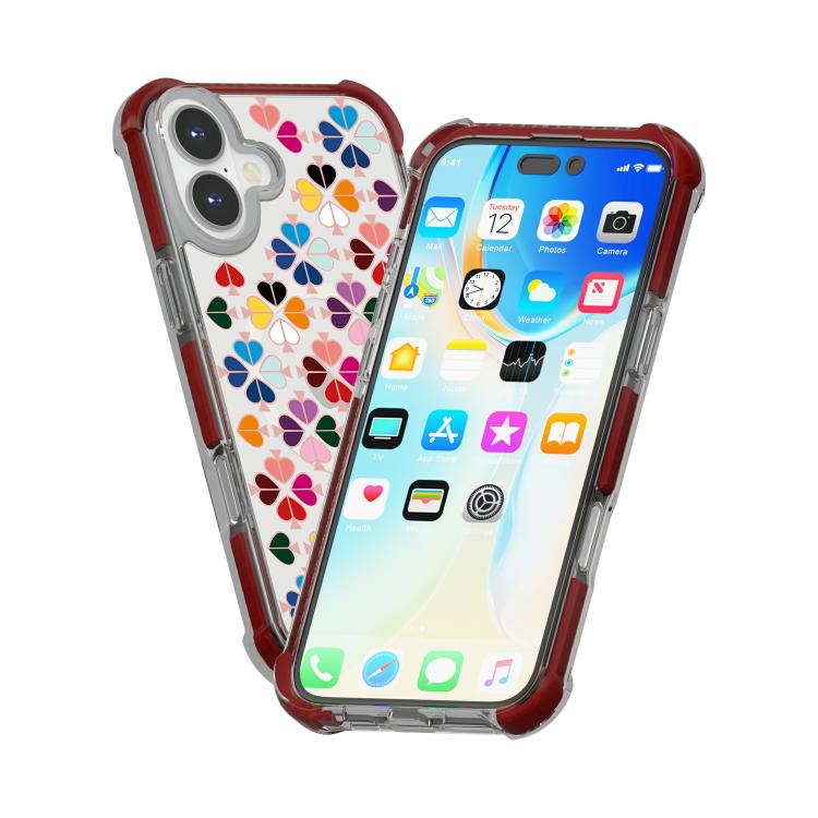For iPhone 17 Acrylic Four-Corner Shockproof Heart Pattern Magnetic Phone Case
