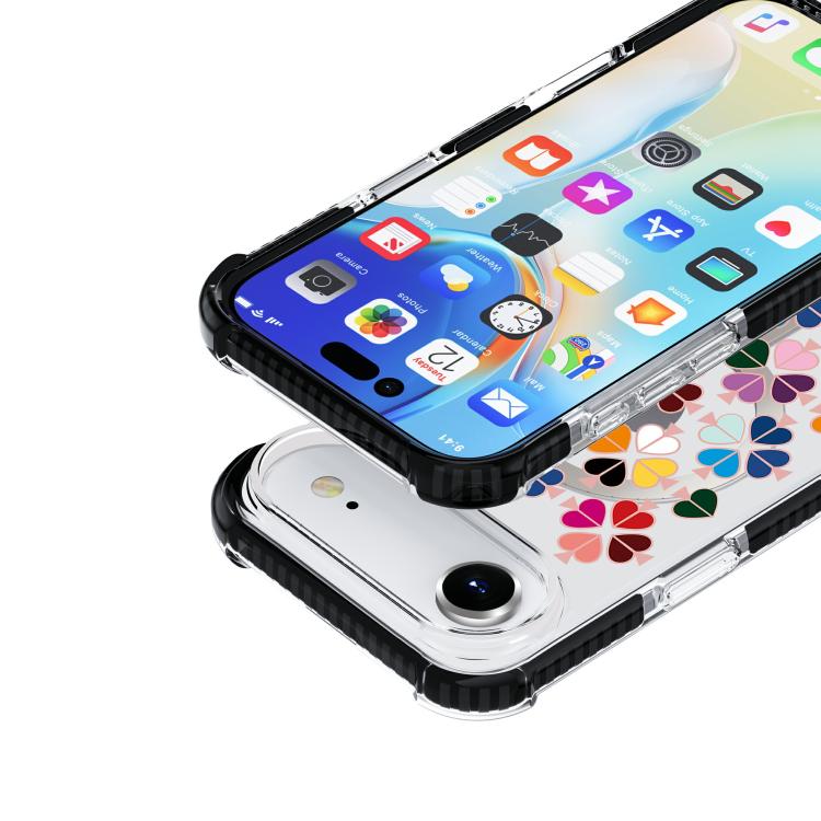 For iPhone Air Acrylic Four-Corner Shockproof Heart Pattern Magnetic Phone Case
