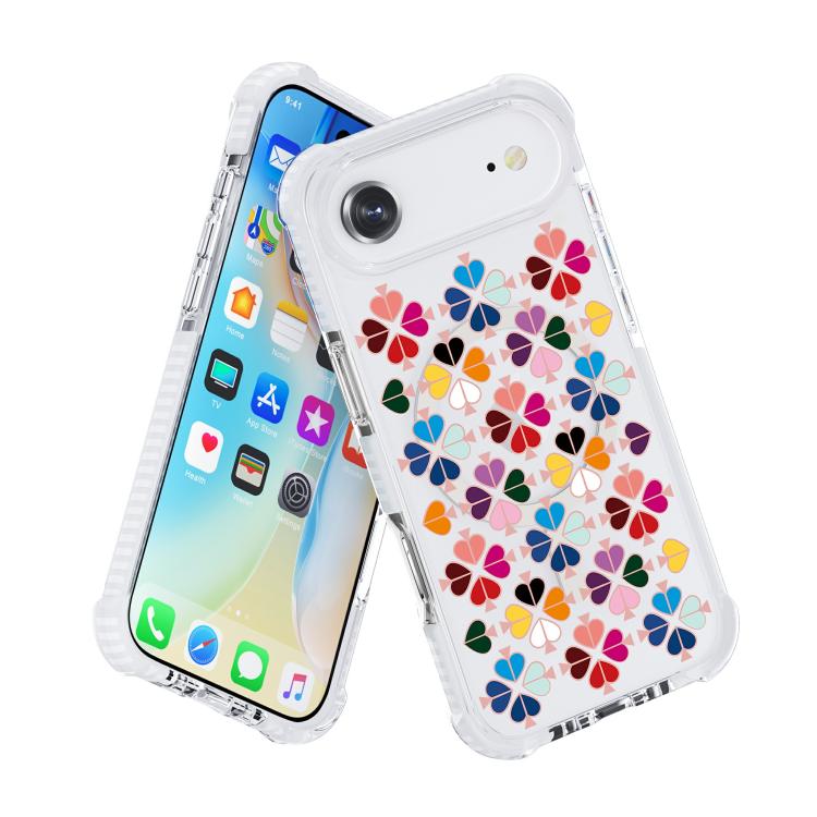 For iPhone Air Acrylic Four-Corner Shockproof Heart Pattern Magnetic Phone Case