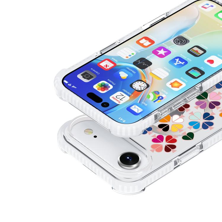 For iPhone Air Acrylic Four-Corner Shockproof Heart Pattern Magnetic Phone Case