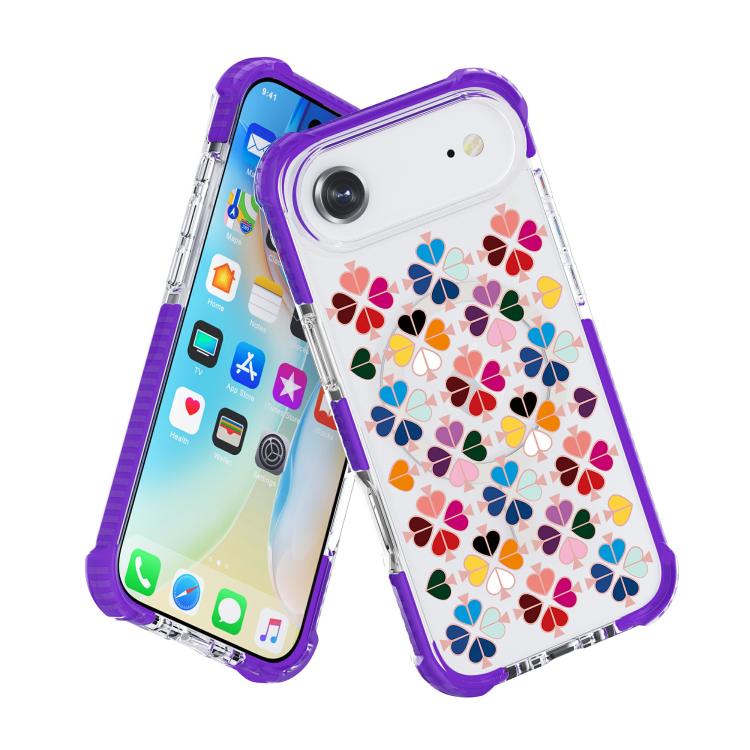 For iPhone Air Acrylic Four-Corner Shockproof Heart Pattern Magnetic Phone Case