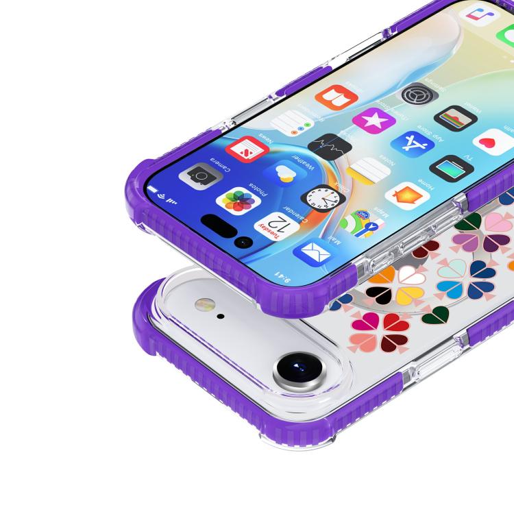 For iPhone Air Acrylic Four-Corner Shockproof Heart Pattern Magnetic Phone Case