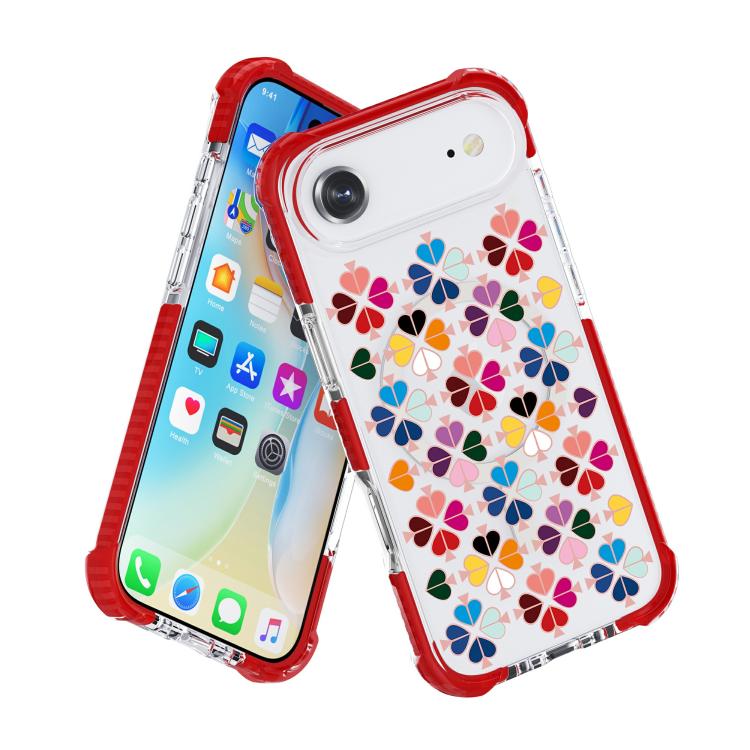 For iPhone Air Acrylic Four-Corner Shockproof Heart Pattern Magnetic Phone Case