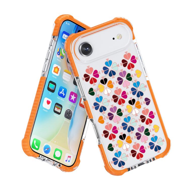 For iPhone Air Acrylic Four-Corner Shockproof Heart Pattern Magnetic Phone Case