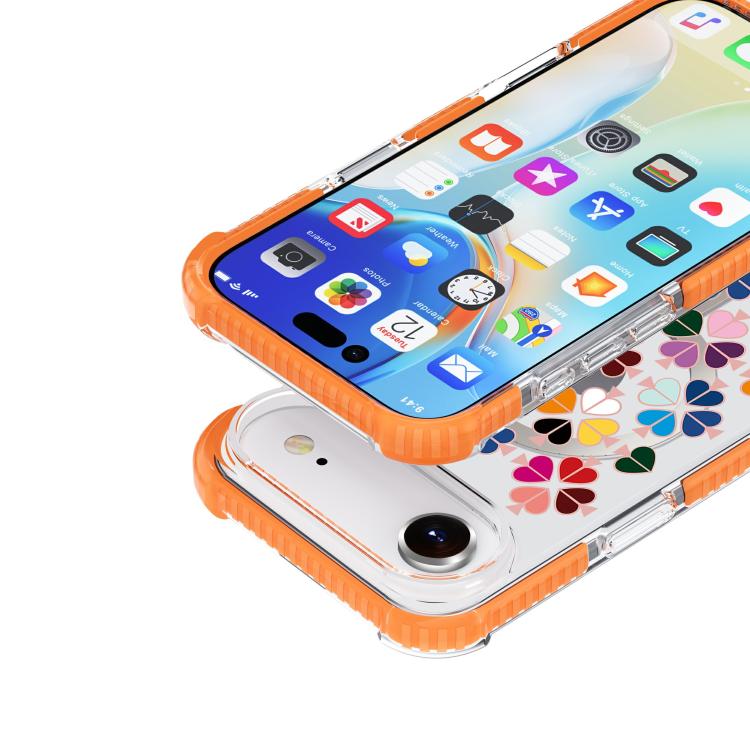 For iPhone Air Acrylic Four-Corner Shockproof Heart Pattern Magnetic Phone Case