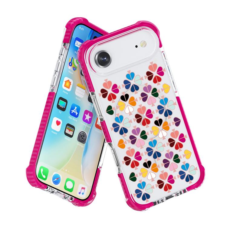 For iPhone Air Acrylic Four-Corner Shockproof Heart Pattern Magnetic Phone Case