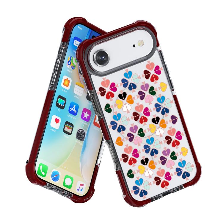 For iPhone Air Acrylic Four-Corner Shockproof Heart Pattern Magnetic Phone Case