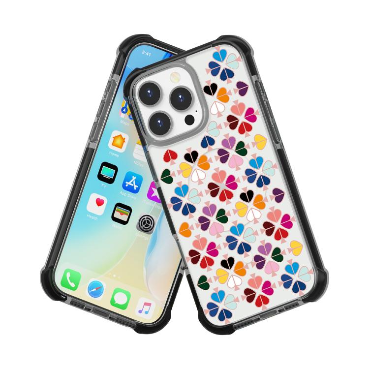 For iPhone 16 Pro Max Acrylic Four-Corner Shockproof Heart Pattern Magnetic Phone Case