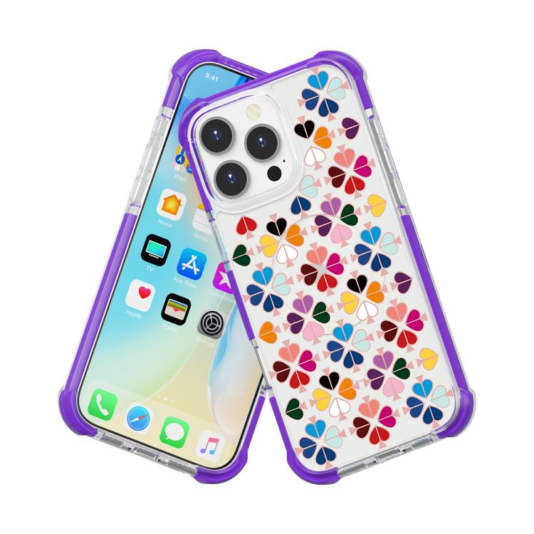 For iPhone 16 Pro Max Acrylic Four-Corner Shockproof Heart Pattern Magnetic Phone Case