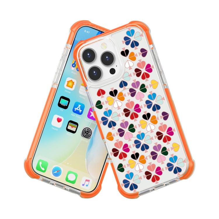 For iPhone 16 Pro Max Acrylic Four-Corner Shockproof Heart Pattern Magnetic Phone Case