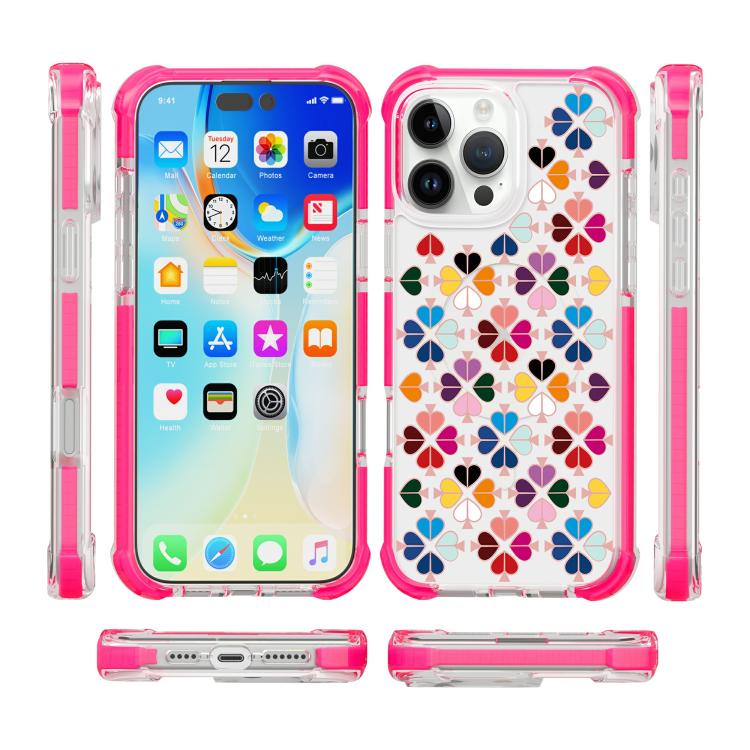 For iPhone 16 Pro Max Acrylic Four-Corner Shockproof Heart Pattern Magnetic Phone Case