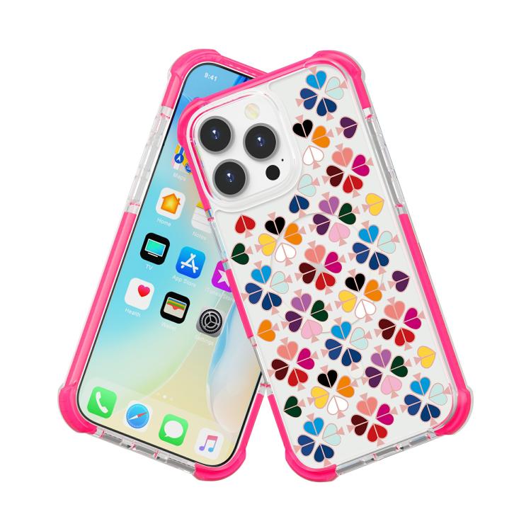 For iPhone 16 Pro Max Acrylic Four-Corner Shockproof Heart Pattern Magnetic Phone Case