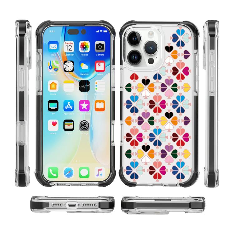 For iPhone 16 Pro Acrylic Four-Corner Shockproof Heart Pattern Magnetic Phone Case