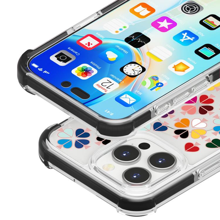 For iPhone 16 Pro Acrylic Four-Corner Shockproof Heart Pattern Magnetic Phone Case