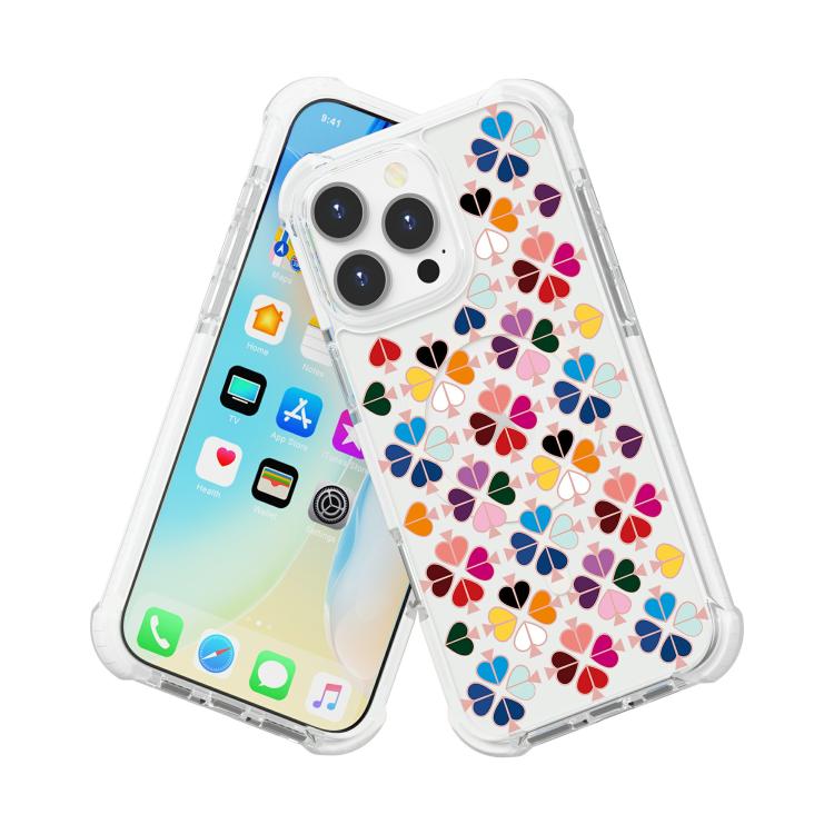 For iPhone 16 Pro Acrylic Four-Corner Shockproof Heart Pattern Magnetic Phone Case