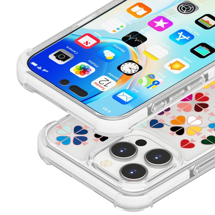 For iPhone 16 Pro Acrylic Four-Corner Shockproof Heart Pattern Magnetic Phone Case