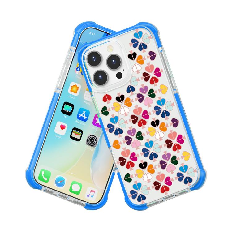 For iPhone 16 Pro Acrylic Four-Corner Shockproof Heart Pattern Magnetic Phone Case