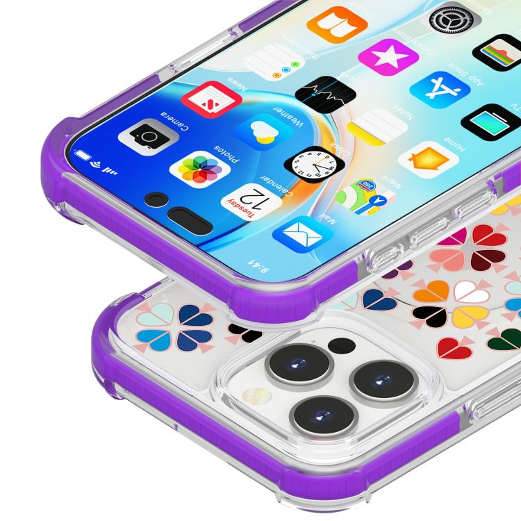 For iPhone 16 Pro Acrylic Four-Corner Shockproof Heart Pattern Magnetic Phone Case