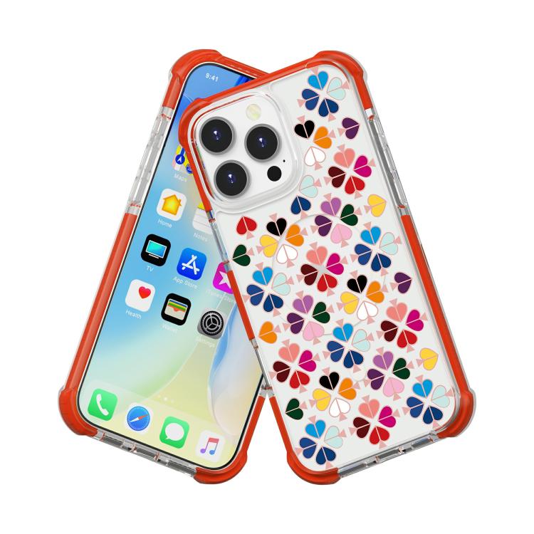 For iPhone 16 Pro Acrylic Four-Corner Shockproof Heart Pattern Magnetic Phone Case