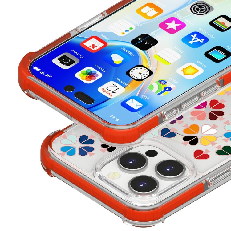 For iPhone 16 Pro Acrylic Four-Corner Shockproof Heart Pattern Magnetic Phone Case