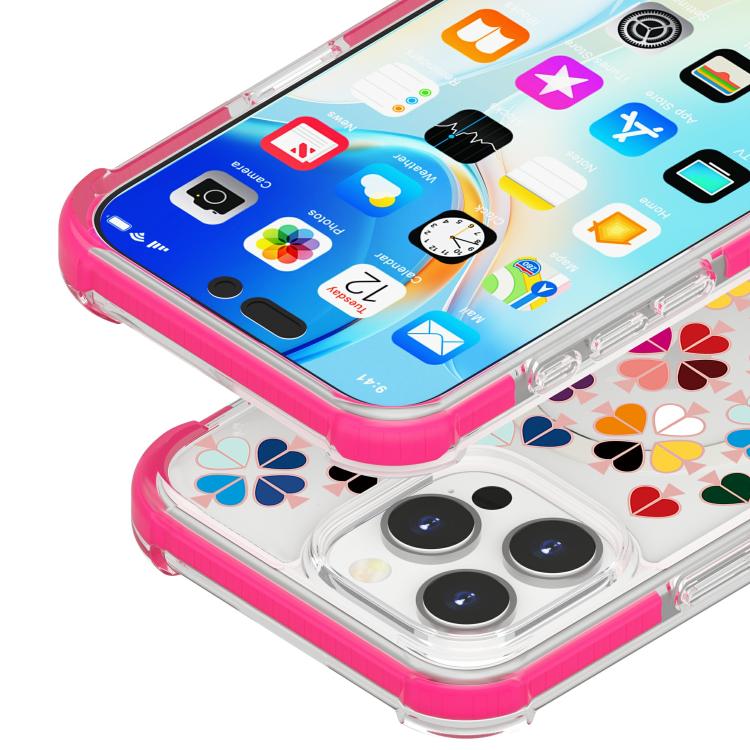 For iPhone 16 Pro Acrylic Four-Corner Shockproof Heart Pattern Magnetic Phone Case