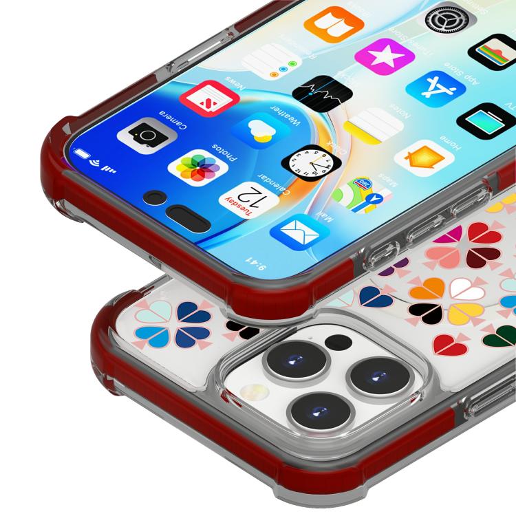 For iPhone 16 Pro Acrylic Four-Corner Shockproof Heart Pattern Magnetic Phone Case