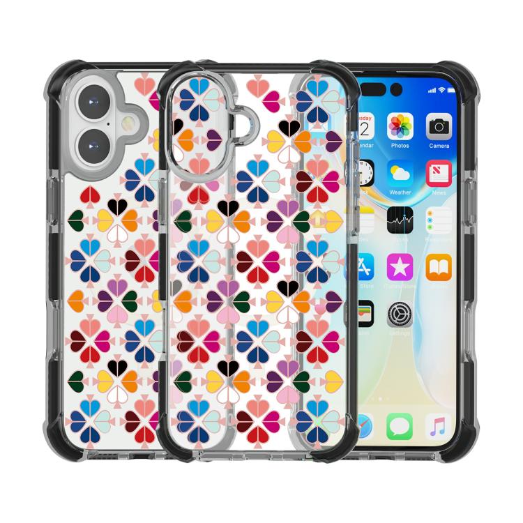 For iPhone 16 Plus Acrylic Four-Corner Shockproof Heart Pattern Magnetic Phone Case