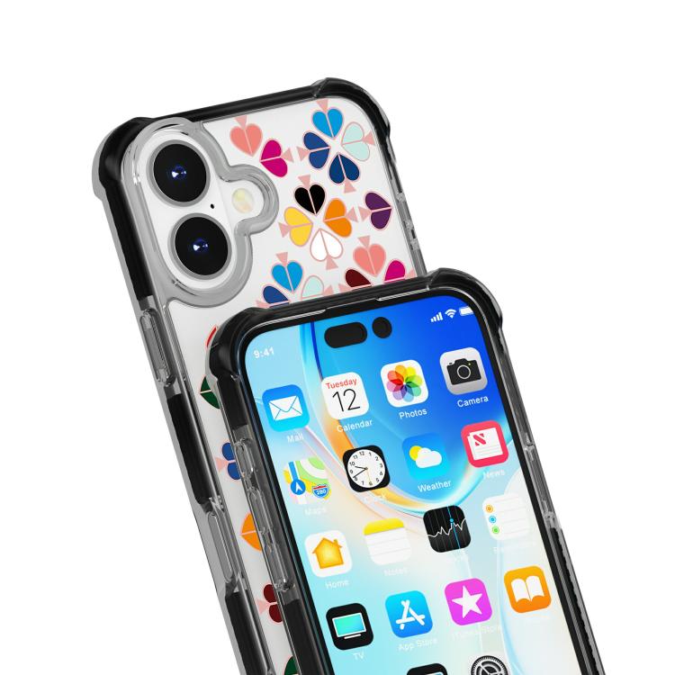 For iPhone 16 Plus Acrylic Four-Corner Shockproof Heart Pattern Magnetic Phone Case