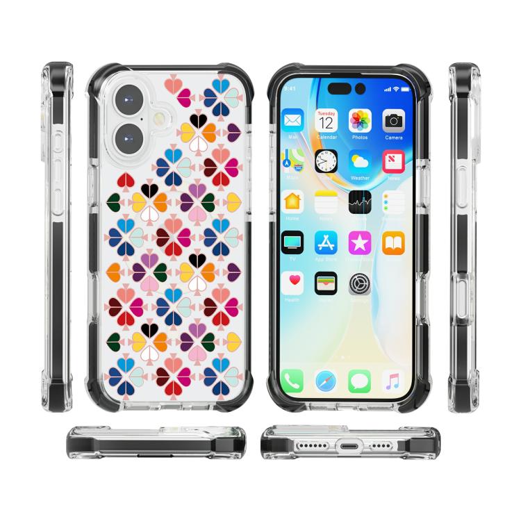 For iPhone 16 Plus Acrylic Four-Corner Shockproof Heart Pattern Magnetic Phone Case