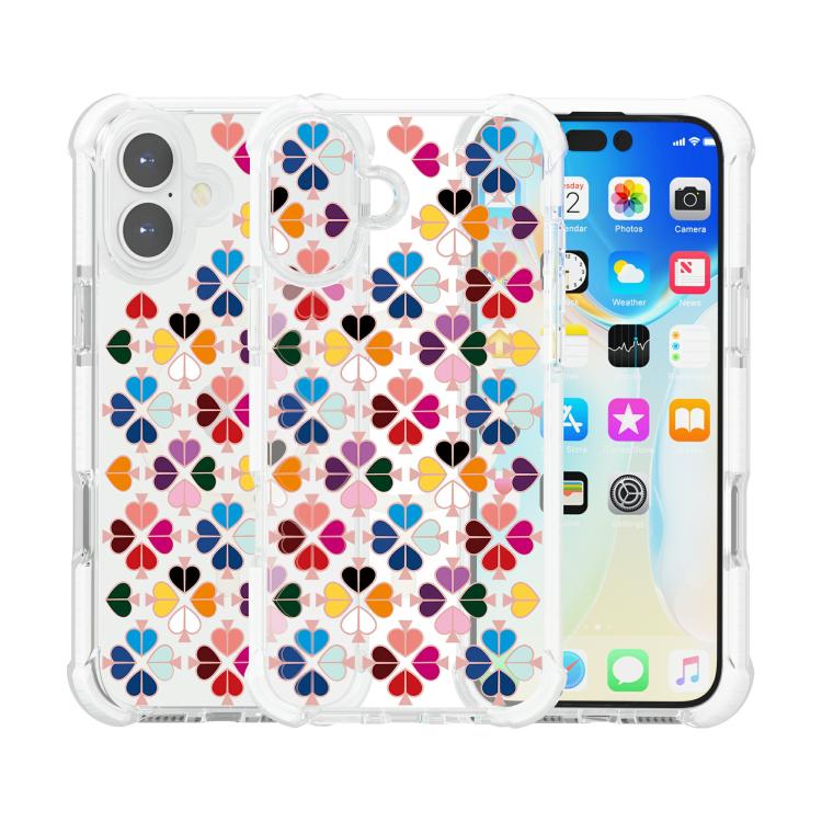 For iPhone 16 Plus Acrylic Four-Corner Shockproof Heart Pattern Magnetic Phone Case