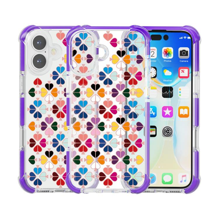 For iPhone 16 Plus Acrylic Four-Corner Shockproof Heart Pattern Magnetic Phone Case