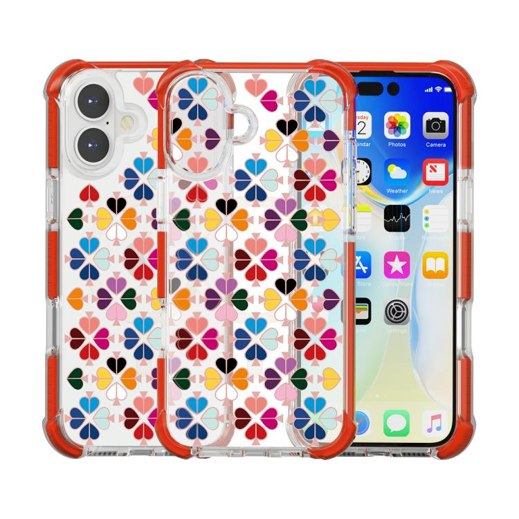 For iPhone 16 Plus Acrylic Four-Corner Shockproof Heart Pattern Magnetic Phone Case