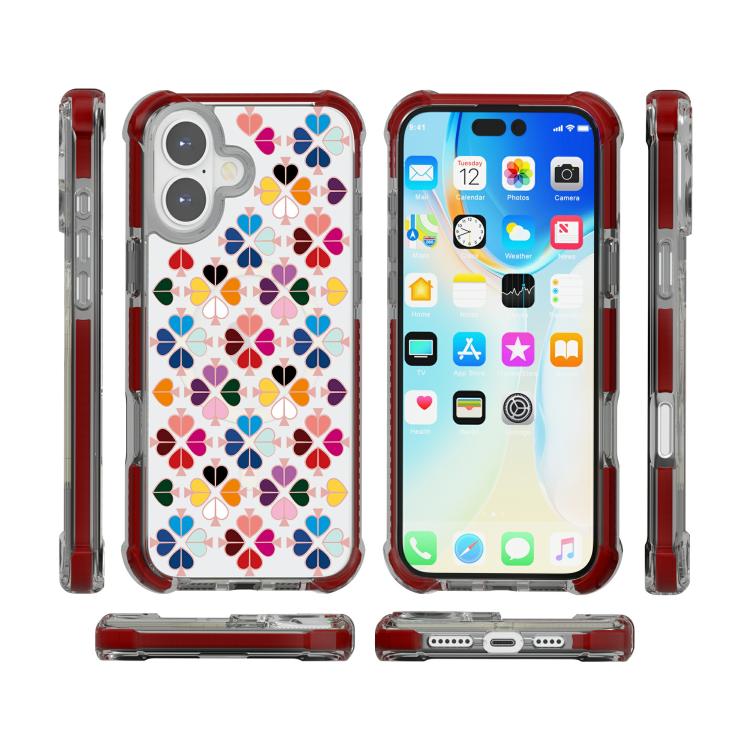 For iPhone 16 Plus Acrylic Four-Corner Shockproof Heart Pattern Magnetic Phone Case