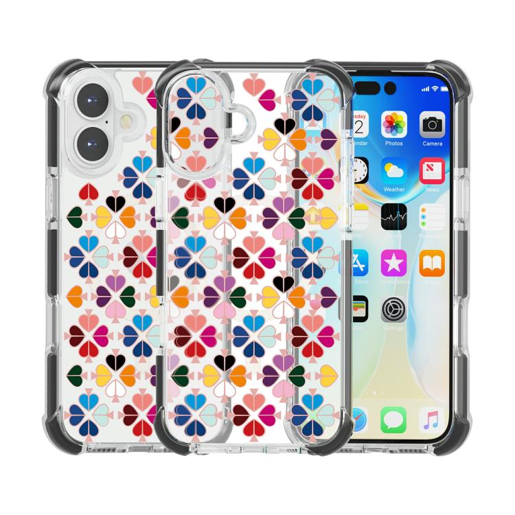 For iPhone 16 Acrylic Four-Corner Shockproof Heart Pattern Magnetic Phone Case