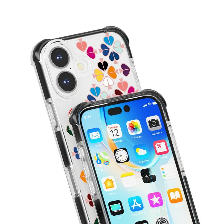 For iPhone 16 Acrylic Four-Corner Shockproof Heart Pattern Magnetic Phone Case